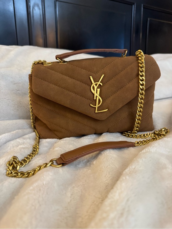 The Unbranded Brand Handbags - Saint Laurent YSL Loulou Style Chevron Shoulder Bag Gold Chain Dust Bag EUC
